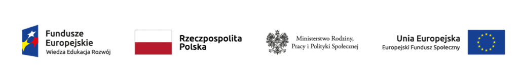 Baner projektu - Fundusze Europejskie, Rzeczpospolita Polska, Ministerstwo Rodziny, Pracy i Polityki Społecznej